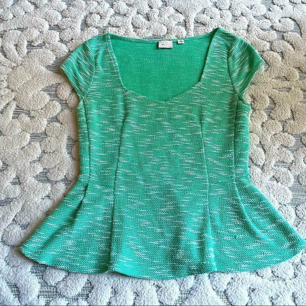 Anthropologie Postmark Kelly Green Peplum Top